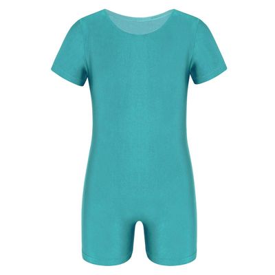 Nikiikoo Kids Unisex Short Sleeves Ballet Dance Unitard Leotard Gymnastics Outfits Athletic Biketards Turquoise 10