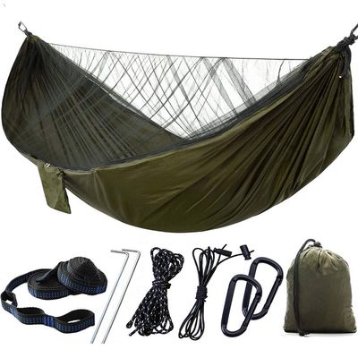 Camping Hammock with Mosquito Nets Outdoor Tourist Hanging Hammocks Portable Parachute Nylon Hiking Hammock for Backpacking Hiking Travel