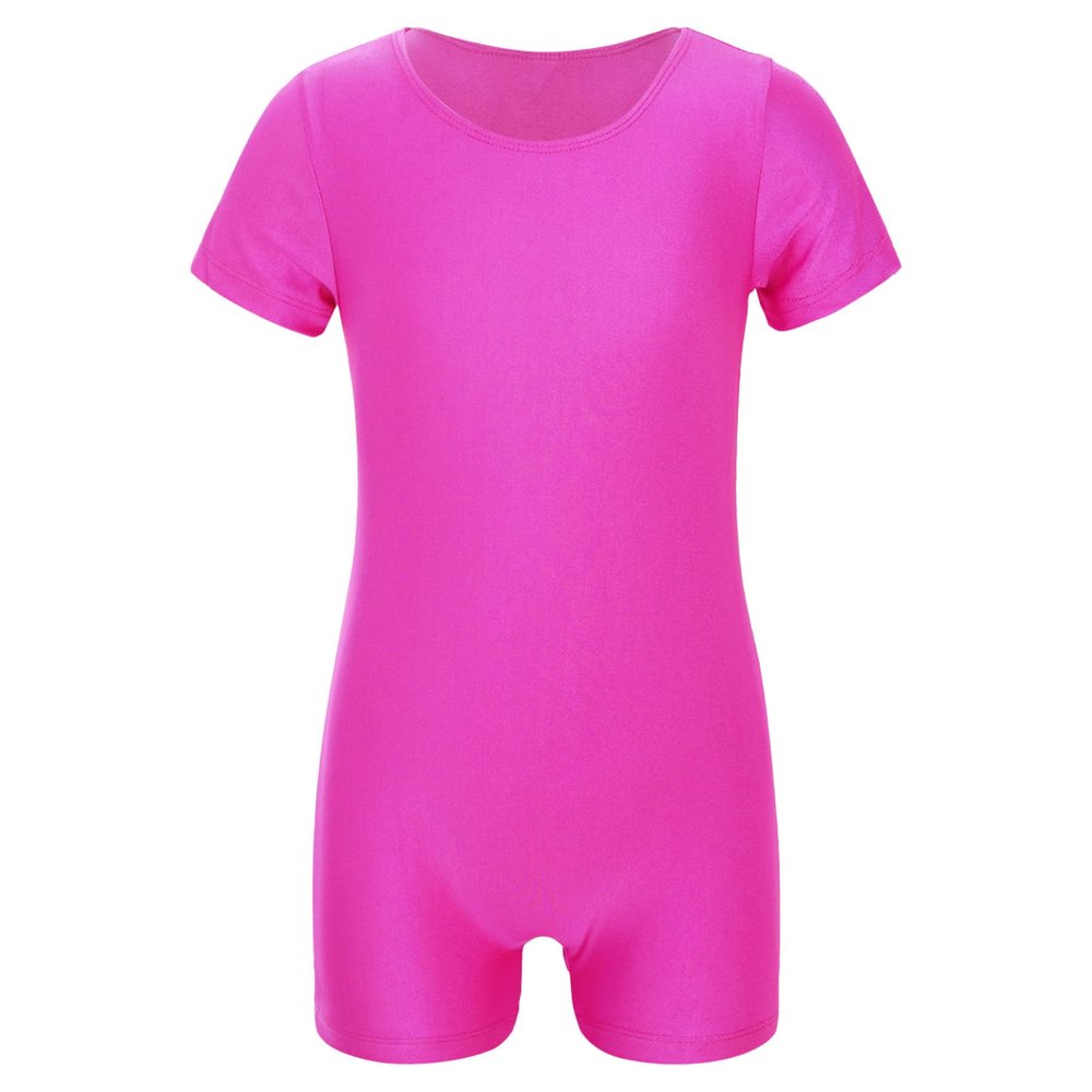 Nikiikoo Kids Unisex Short Sleeves Ballet Dance Unitard Leotard Gymnastics Outfits Athletic Biketards Purple 10