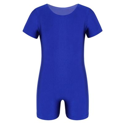 Nikiikoo Kids Unisex Short Sleeves Ballet Dance Unitard Leotard Gymnastics Outfits Athletic Biketards Blue 14