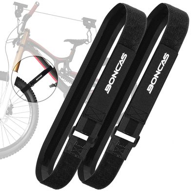 Boncas Adjustable Bike Rack Strap 29.5" Bicycle Wheel Stabilizer Straps with Innovative Gel Grip Keep The Bicycle Wheel from Spinning - Black 2 Pack