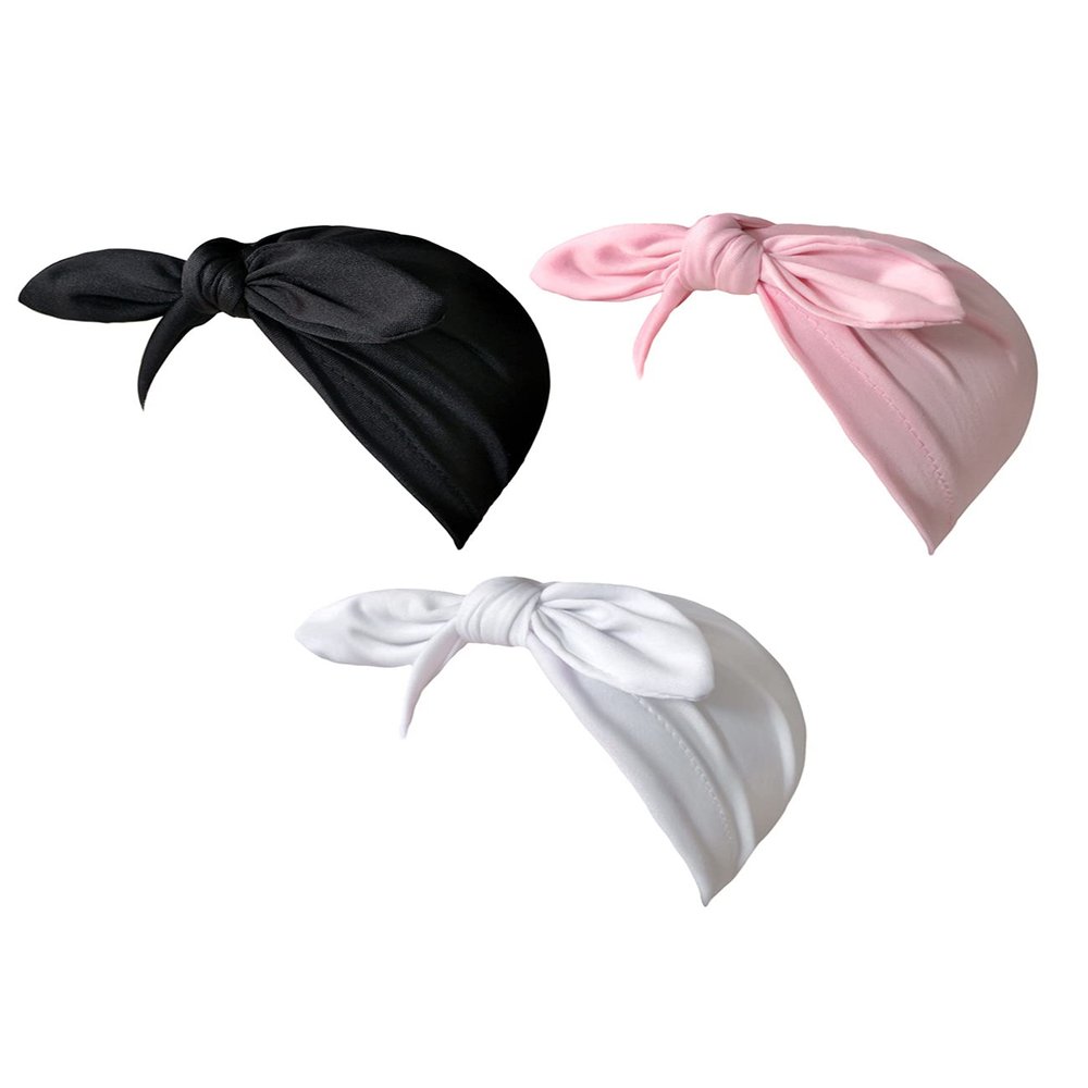 Jueshanzj Baby Girl Cotton Cloth Turban Kont Toddler Tabbit Ear Hat Black+Pink+White 0-6 Months