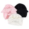 Jueshanzj Baby Girl Cotton Cloth Turban Kont Toddler Tabbit Ear Hat Black+Pink+White 0-6 Months view 2