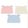 Jueshanzj 3 Pack Newborn Hospital Hat Cute Bear Ears Cotton Hat Blue+Pink+Yellow Thin Style 0-6 Months view 1