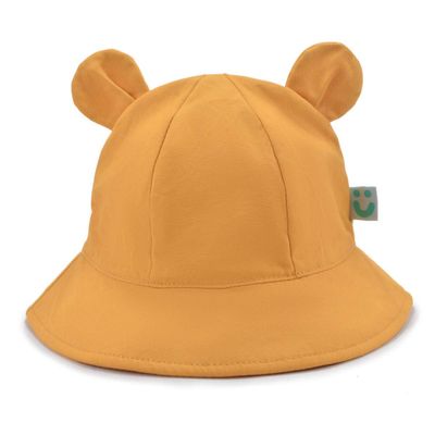 Jueshanzj Baby Bucket Hats Cotton Sun Hat Adjustable Chin Strap with Bear Ears Yellow (56-58cm) Adult Type