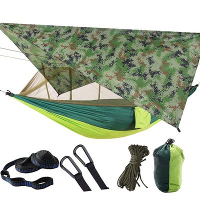 Camping Hammock Mosquito Net Rain Fly Tent Canopy Portable Outdoor Single & Double Hammock Tree Straps for Yard Hiking Camping Survival Travel