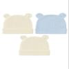 Jueshanzj 3 Pack Newborn Hospital Hat Cute Bear Ears Cotton Hat Blue+White+Yellow Thin Style 0-6 Months view 1