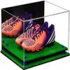 Better Display Cases Acrylic Shoe Display Case - Large Rectangle Box with Mirror Case, Dark Blue Risers and Turf Base 15.25" x 12" x 8" (A026/V12) view 1