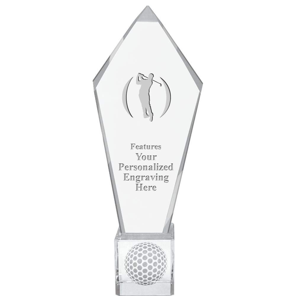 11" Personalized Golf Swing Male Ace Golf Crystal Trophy, Real Crystal Golf Swing Male Award, Engraving Included, Prime