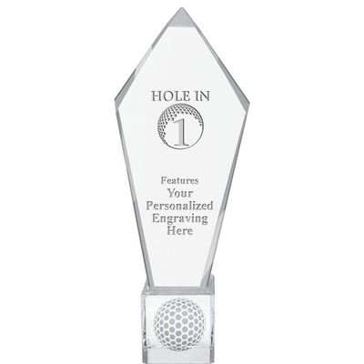11" Personalized Golf Hole in 1 Ace Golf Crystal Trophy, Real Crystal Golf Hole in 1 Award, Engraving Included, Prime