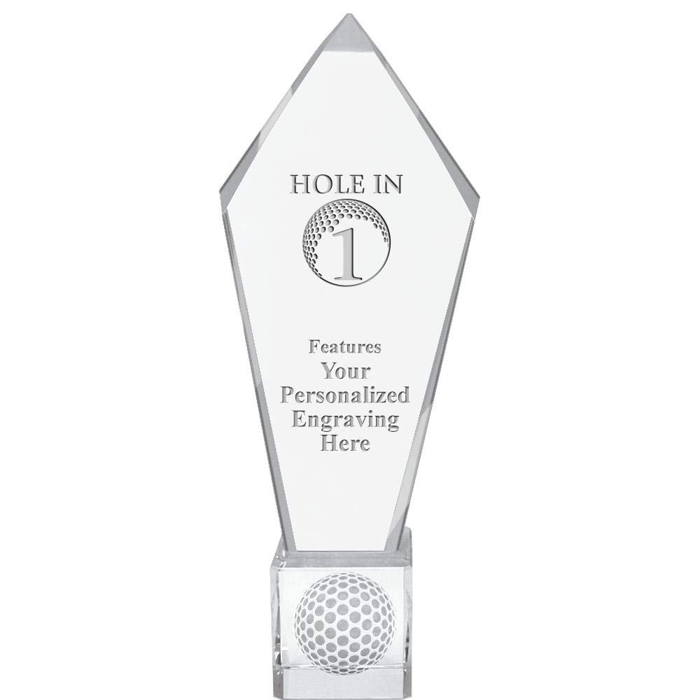 11" Personalized Golf Hole in 1 Ace Golf Crystal Trophy, Real Crystal Golf Hole in 1 Award, Engraving Included, Prime