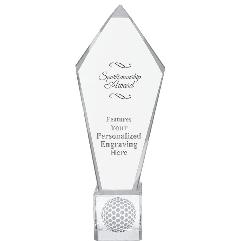 11" Personalized Sportsmanship Award Ace Golf Crystal Trophy, Real Crystal Sportsmanship Award Award, Engraving Included, Prime