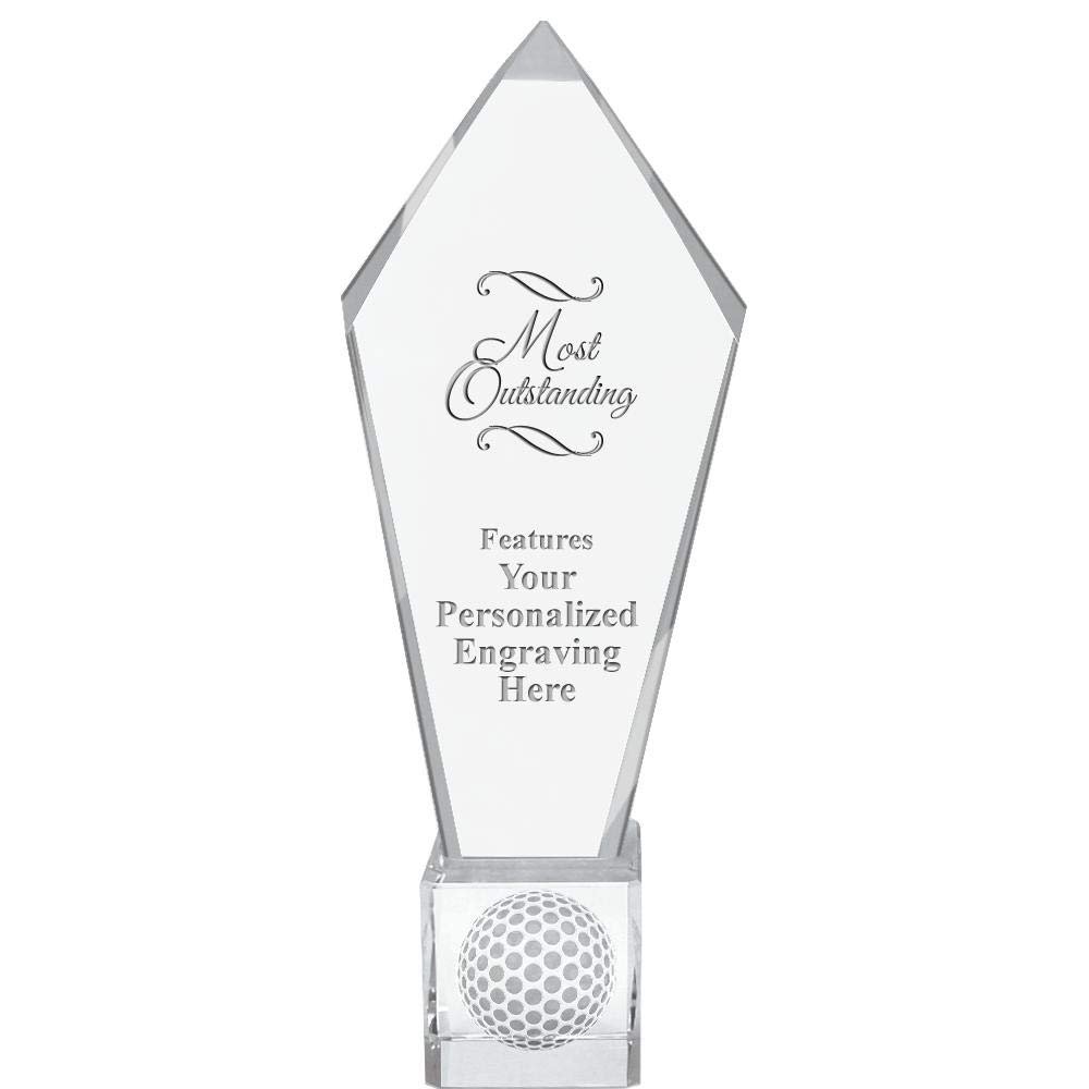 11" Personalized Most Outstanding Ace Golf Crystal Trophy, Real Crystal Most Outstanding Award, Engraving Included, Prime