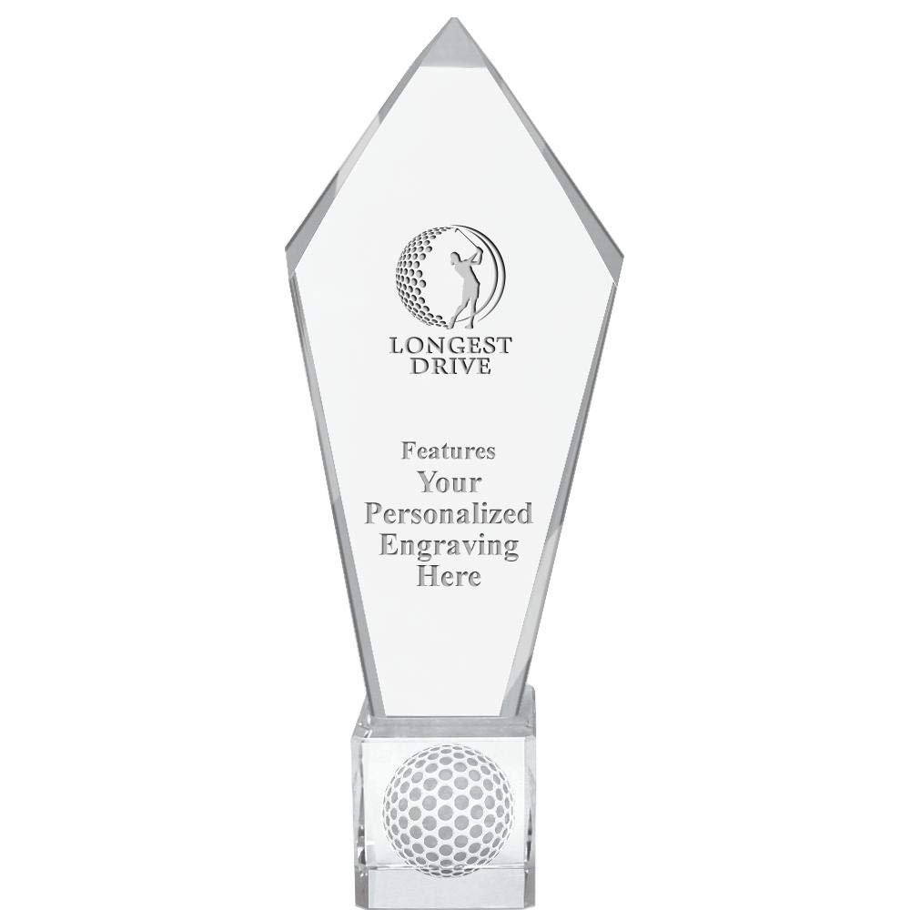11" Personalized Golf Longest Drive Female Ace Golf Crystal Trophy, Real Crystal Golf Longest Drive Female Award, Engraving Included, Prime