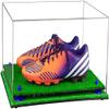 Better Display Cases Acrylic Shoe Display Case - Large Rectangle Box with Clear Case, Dark Blue Risers and Turf Base 15.25" x 12" x 8" (A026/V12) view 1