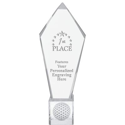 11" Personalized 1St Place Ace Golf Crystal Trophy, Real Crystal 1St Place Award, Engraving Included, Prime