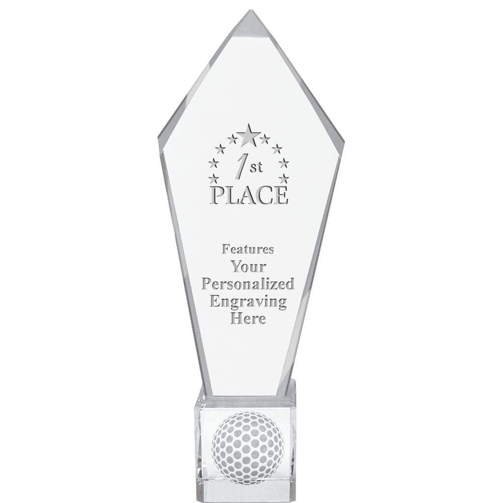 11" Personalized 1St Place Ace Golf Crystal Trophy, Real Crystal 1St Place Award, Engraving Included, Prime