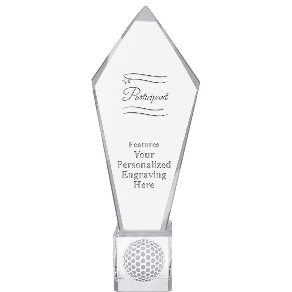 11" Personalized Participant Ace Golf Crystal Trophy, Real Crystal Participant Award, Engraving Included, Prime