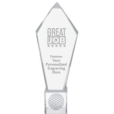 11" Personalized Great Job with Stars Ace Golf Crystal Trophy, Real Crystal Great Job with Stars Award, Engraving Included, Prime