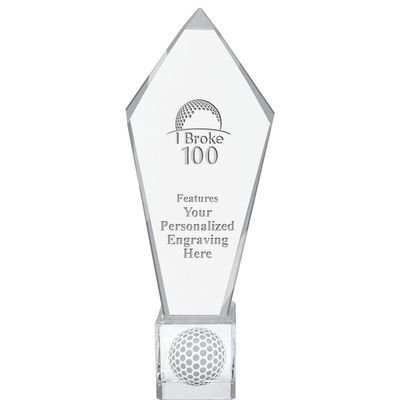 11" Personalized Golf I Broke 100 Ace Golf Crystal Trophy, Real Crystal Golf I Broke 100 Award, Engraving Included, Prime