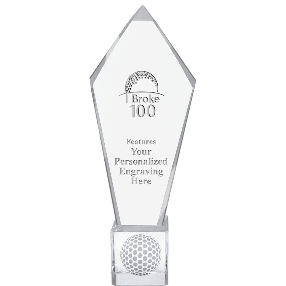 11" Personalized Golf I Broke 100 Ace Golf Crystal Trophy, Real Crystal Golf I Broke 100 Award, Engraving Included, Prime
