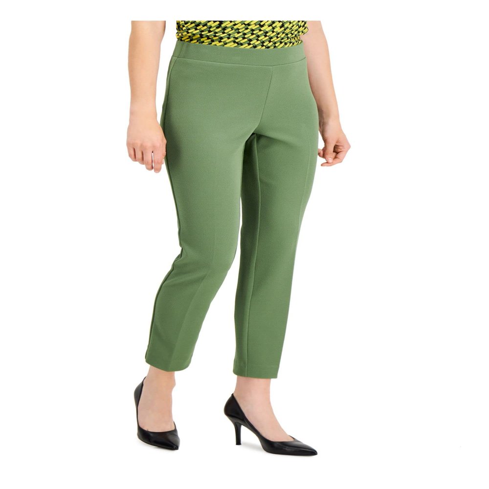 Kasper Women's Pull ON Slim Ankle Pant in Stretch Crosshatch Fabric, Willow, Extra Large