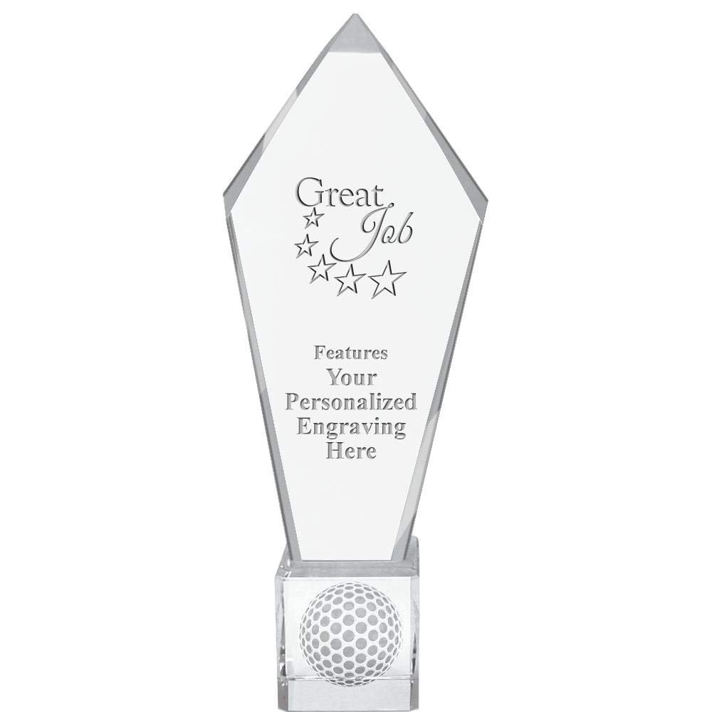 11" Personalized Great Job Ace Golf Crystal Trophy, Real Crystal Great Job Award, Engraving Included, Prime