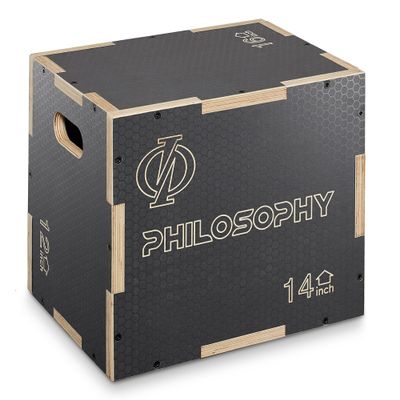 Philosophy Gym 3 in 1 Non-Slip Wood Plyo Box, 16" x 14" x 12", Gray, Jump Plyometric Box for Training and Conditioning