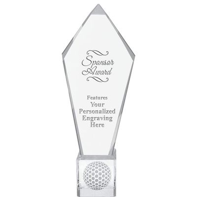 11" Personalized Sponsor Award Ace Golf Crystal Trophy, Real Crystal Sponsor Award Award, Engraving Included, Prime