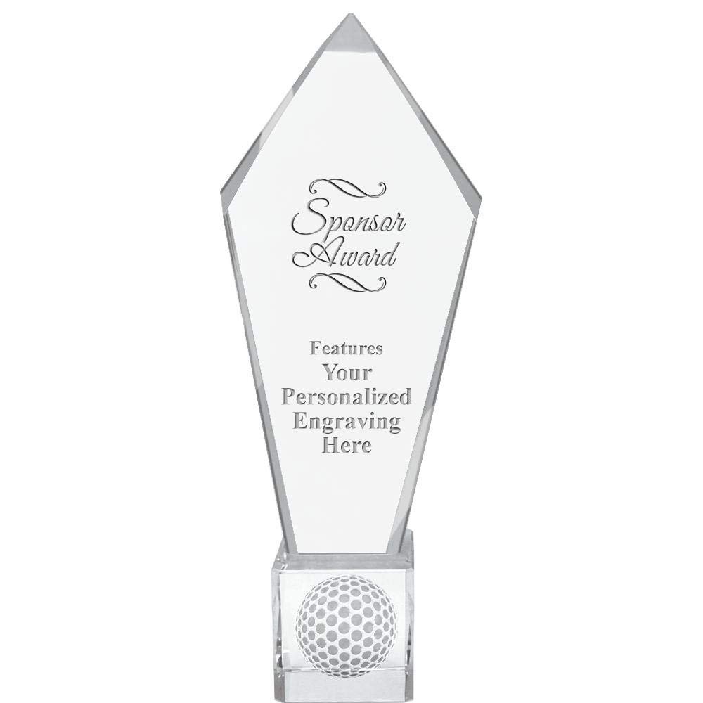 11" Personalized Sponsor Award Ace Golf Crystal Trophy, Real Crystal Sponsor Award Award, Engraving Included, Prime