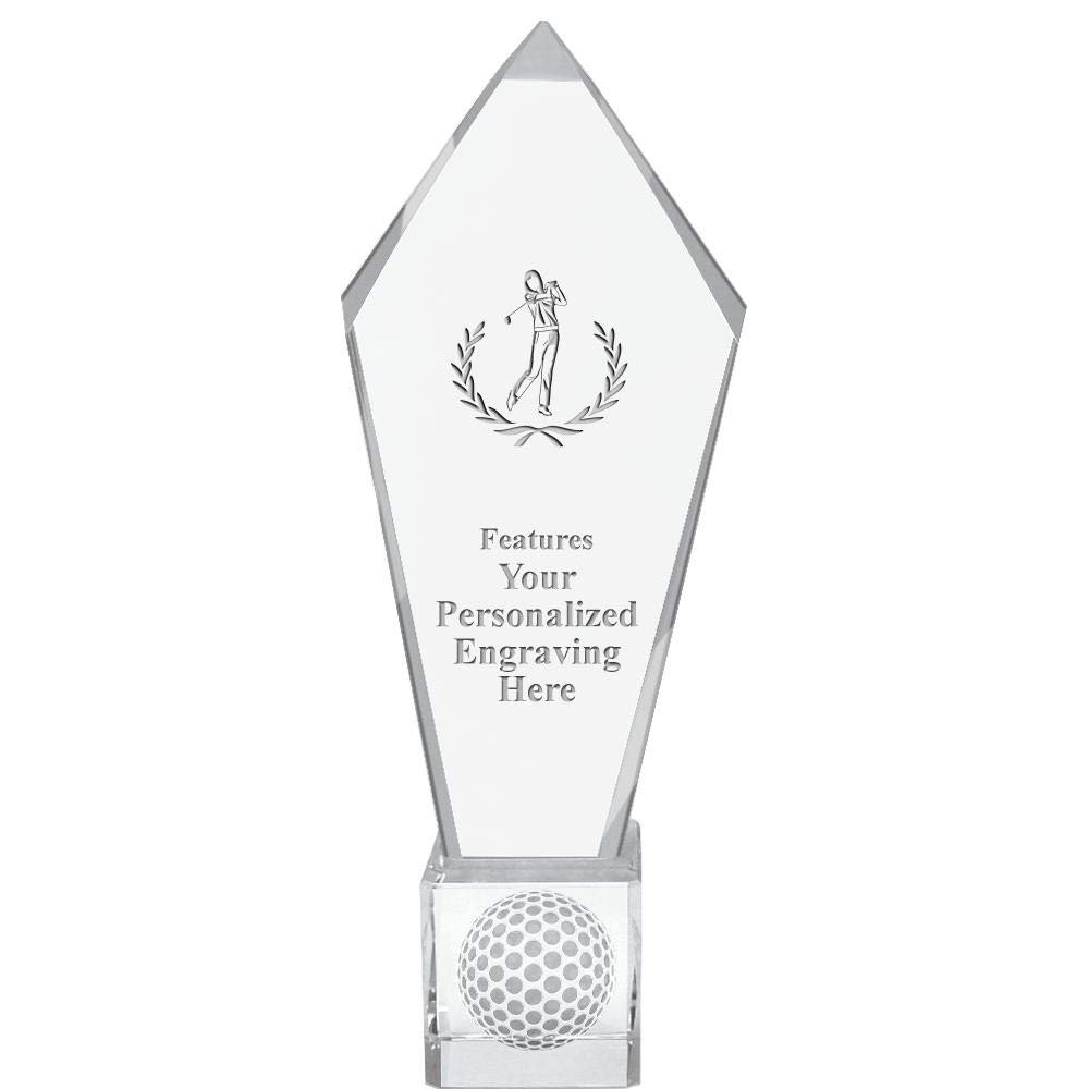 11" Personalized Golf Swing Female Wreath Ace Golf Crystal Trophy, Real Crystal Golf Swing Female Wreath Award, Engraving Included, Prime