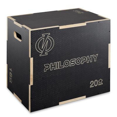 Philosophy Gym 3 in 1 Non-Slip Wood Plyo Box, 24" x 20" x 16", Black, Jump Plyometric Box for Training and Conditioning