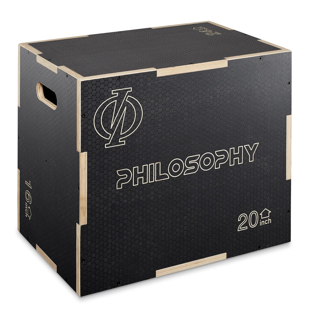 Philosophy Gym 3 in 1 Non-Slip Wood Plyo Box, 24" x 20" x 16", Black, Jump Plyometric Box for Training and Conditioning