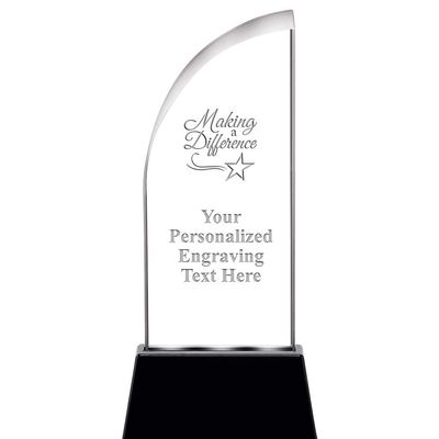 Customized 7.5" Making A Difference Sail Radianz Light-Up Crystal Award, Making A Difference Crystal Trophy, with Your Own Text Engraving, Prime