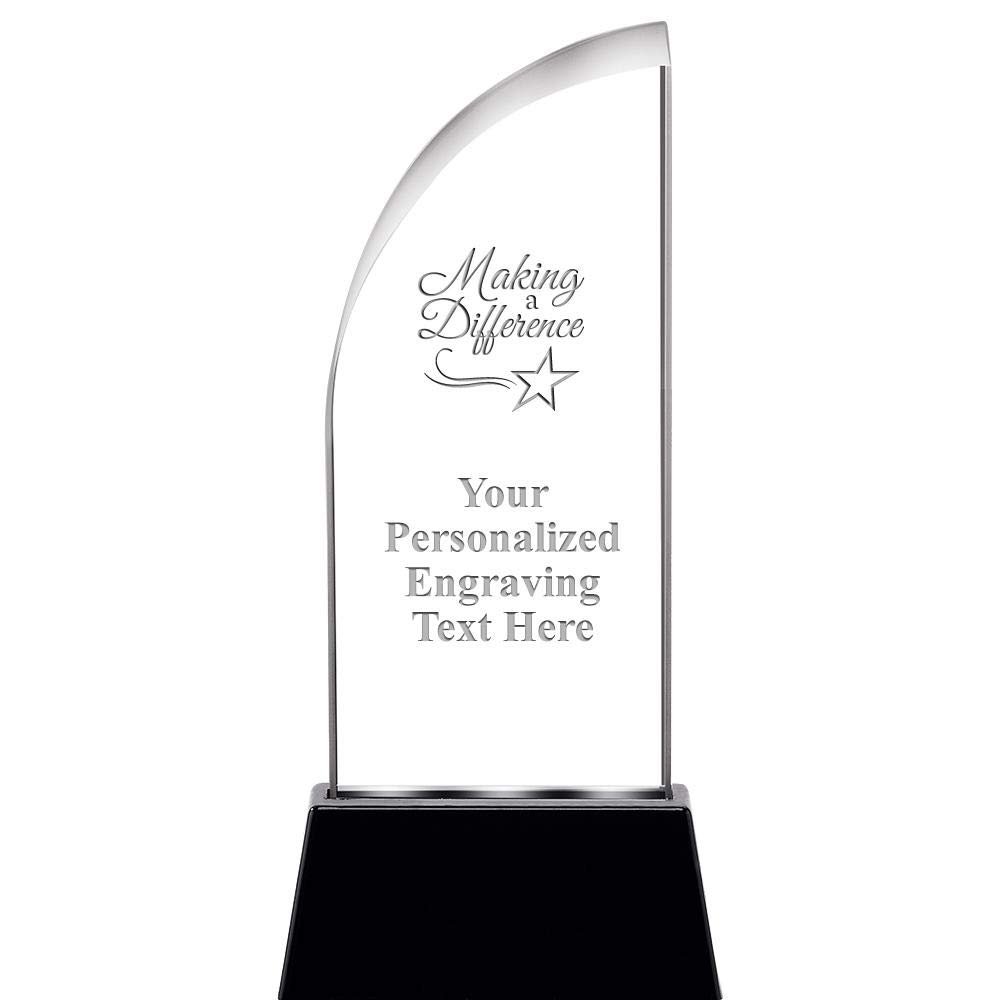 Customized 7.5" Making A Difference Sail Radianz Light-Up Crystal Award, Making A Difference Crystal Trophy, with Your Own Text Engraving, Prime