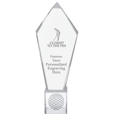 11" Personalized Golf Closest to The Pin Male Ace Golf Crystal Trophy, Real Crystal Golf Closest to The Pin Male Award, Engraving Included, Prime
