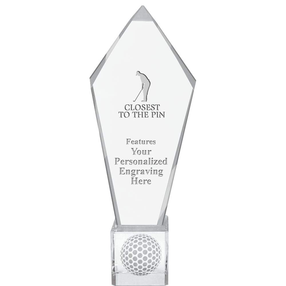 11" Personalized Golf Closest to The Pin Male Ace Golf Crystal Trophy, Real Crystal Golf Closest to The Pin Male Award, Engraving Included, Prime