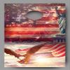 Lets Print Big Patriotic Bald Eagle Flying with American Flag Cornhole Decal Wraps view 1