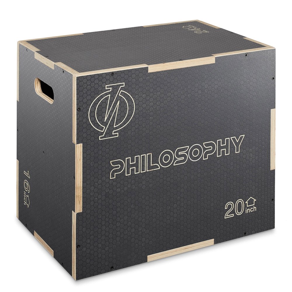 Philosophy Gym 3 in 1 Non-Slip Wood Plyo Box, 24" x 20" x 16", Gray, Jump Plyometric Box for Training and Conditioning