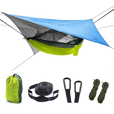 Outdoor Mosquito Net Hammock Tent with Waterproof Rain Fly Canopy Awning Set Hammock Portable Sleep Swing for Hiking Camping Survival Travel