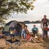 LEADALLWAY Folding Picnic Table Portable Outdoor Camping Table with 4 Cup Holders and Carrying Bags,Collapsible Canvas Travel Table for Outdoor Picnic,Barbecue,Travel,Fishing (Black+Blue) view 2