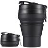 EASYXQ Collapsible Cup for Traveling, 20 OZ 600ml Large Silicone Folding Camping Mug, Leak Proof BPA Free Portable Reusable Bottle for Coffee, Tea, Water, Camping, Hiking, Outdoor (Black) view 1