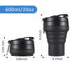 EASYXQ Collapsible Cup for Traveling, 20 OZ 600ml Large Silicone Folding Camping Mug, Leak Proof BPA Free Portable Reusable Bottle for Coffee, Tea, Water, Camping, Hiking, Outdoor (Black) view 2