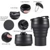EASYXQ Collapsible Cup for Traveling, 20 OZ 600ml Large Silicone Folding Camping Mug, Leak Proof BPA Free Portable Reusable Bottle for Coffee, Tea, Water, Camping, Hiking, Outdoor (Black) view 4