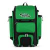 Boombah Rolling Catcher's Superpack Baseball/Softball Gear Bag - 23-1/2" x 13-1/2" x 9-1/2" - Black/Kelly Green - Telescopic Handle - Holds 4 Bats - Wheeled Version view 1