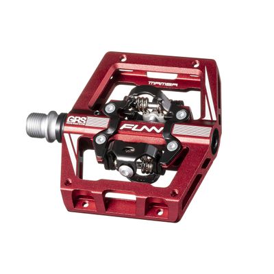 Funn Mamba S MTB Clipless Pedals, Double Sided Clip Compact Platform Mountain Bike Pedals, Compatible with SPD Cleats, 9/16-Inch CrMo Axle Bicycle Pedals for MTB/BMX/Gravel Cycling (Red)