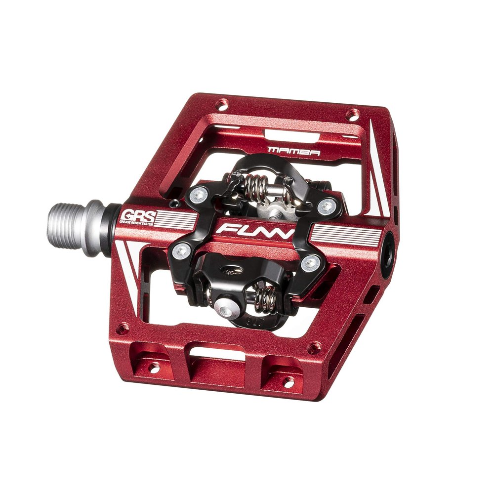 Funn Mamba S MTB Clipless Pedals, Double Sided Clip Compact Platform Mountain Bike Pedals, Compatible with SPD Cleats, 9/16-Inch CrMo Axle Bicycle Pedals for MTB/BMX/Gravel Cycling (Red)