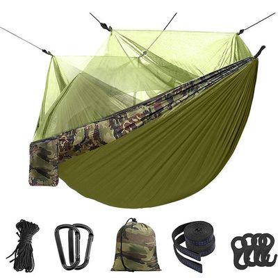 1-2 Person Portable Outdoor Camping Hammock with Mosquito Net High Strength Parachute Fabric Hanging Bed Hunting Sleeping Swing