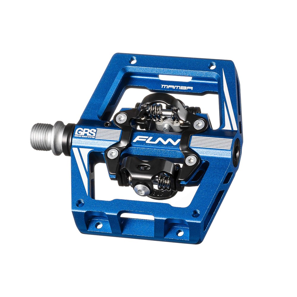 Funn Mamba S MTB Clipless Pedals, Double Sided Clip Compact Platform Mountain Bike Pedals, Compatible with SPD Cleats, 9/16-Inch CrMo Axle Bicycle Pedals for MTB/BMX/Gravel Cycling (Blue)