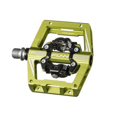 Funn Mamba S MTB Clipless Pedals, Double Sided Clip Compact Platform Mountain Bike Pedals, Compatible with SPD Cleats, 9/16-Inch CrMo Axle Bicycle Pedals for MTB/BMX/Gravel Cycling (Green)